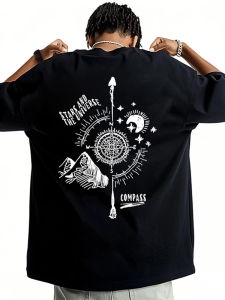 Wassup Heavyweight Short Sleeve Mens T-shirt Pure Cotton Loose Fit Summer Fashion Street Style Print round Neck Casual Top