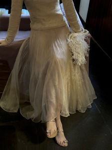 Summer Elegant French Style Pleated Tulle Skirt