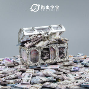 Miniature Simulation Toy Money Fake Bills Treasure Chest Model Small Items Role Play Toys for Children over 4 Years Old
