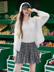 XIANGYING | Light Thin White Hooded Cardigan Loose