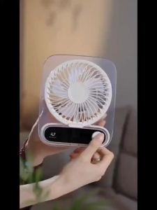 199 Speeds Desktop Fan 3000mAh LED Display Quiet Powerful Warm Light 180° Airflow Wall Mount Aroma Box Ultra Slim Fan
