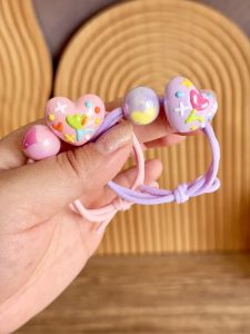 High Elasticity Hand-Painted Tulip Heart Star Knot Hair Ties for Childrens Ponytails And Headbands Kids Hair Accessories