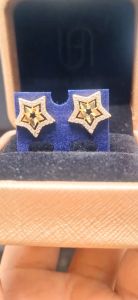 [ b1345 ] Đôi Bông Tai Nữ Sao 05 Cánh Đẹp Đính Đá Moissanite  - Mang Y Vàng Thậ.t - Dễ Phối Thời Trang - Hàng Xuất Khẩu - Khuyên Tai Mạ Vàng 22622u100