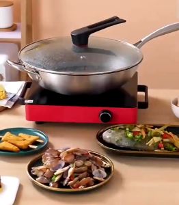 🐻DAILY2U🐻 HoneyComb 32cm Wok Nonstick Stainless Steel Frypot Cooking Frying Pan Kuali Wok Cookware Masak Cooking Pot