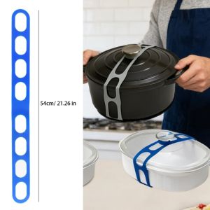 10Pcs 54cm Elastic Silicone Securing Strap Soft Adjustable Cable Straps Cord Bundle Organizer Pot Lid Holder for Lunch Box Elastic Band