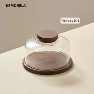 1 Khay Bánh Gỗ Tròn Có Nắp Kính Khay Đựng Bánh Ngọt Dim Sum Đồ Ăn Nhẹ Khay Bánh Phòng Ăn