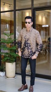 BATIK AJISAKA - INDRAYANA: Kemeja Batik Pria Kondangan Premium Slimfit Lengan Panjang Bahan Halus
