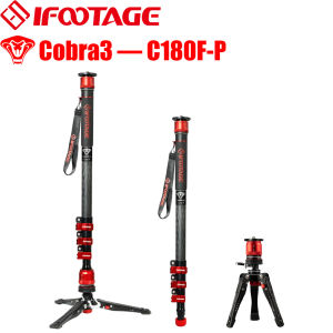 IFOOTAGE Cobra 3 C180F-P Monopod for Camera with Pedal Locking 71" Carbon Fiber Travel Monopod Quick Release Payload 8KG