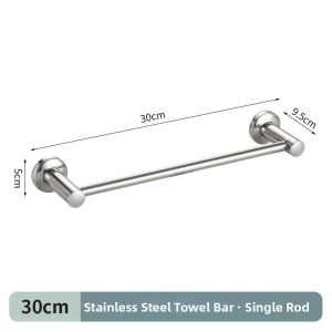 ZHENMIAO | Stainless Steel Towel Rack Single and Double Bars No Drilling Bathroom Storage Rod