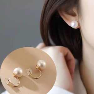 Pearl Non-Pierced Clip-On Earrings Pads for Women 2026 Popular High-End Stud Earrings Non-Painful Alloy