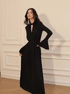 Vintage French Rose Elegant Dress Long Sleeve
