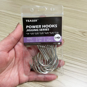 TEASER 10 Chiếc Móc Câu Jigging Hạng Nặng 8062 5X Móc Câu Có Gai Cực Dày Được Gia Cố Cho Câu Cá Trên Thuyền Biển Sâu Thép Carbon Cao Cấp