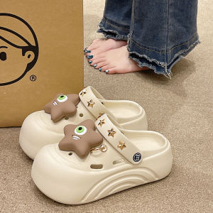 Dép Đi Trong Nhà Mùa Hè Cho Nữ Dép Đế Dày Chống Trượt Khoét Lỗ Dễ Thương Có Khóa Kẹp Cài Nút Thắt Hoa Bằng PU EVA