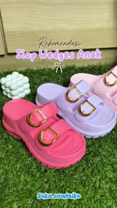 Sandal Slop Jokixx Eva Anak Perempuan Ban 2 Gesper Gold Sol Tebal Super Empuk Cute Trendy / Size 30-35 (815T-1)