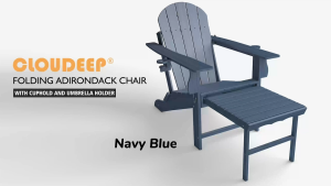 เก้าอี้พับได้ ออตโตมันแบบเก็บได้ ทนแดดทนฝน เก้าอี้นั่งรอบกองไฟ มีที่วางแก้ว 2 ช่อง สำหรับใช้ในสวนหรือลานบ้าน Folding Adirondack Chair