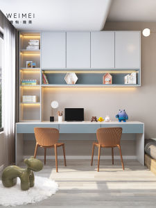 Weimei | Luxurious Modern 2-Person Study Desk and Bookshelf