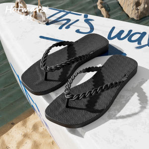 Hotmarzz Black Sandals Womens Outdoor Beachwear Toe Post Summer New Flat Heel PVC Fiber Help Home Comfortable Slip-On Shoes