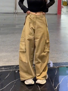 MANMI | Khaki Fashionable Wide Leg Work Trousers Autumn