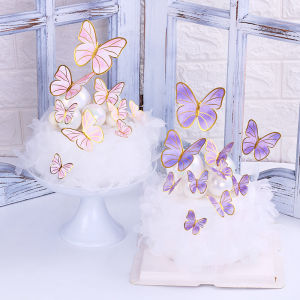 🔥Moheted👍10pcs Dream Butterfly Cake Topper Decoration Butterfly Happy Birthday Cake Toppers Cake Decoration Ins Wind Butterfly Decoration for Cake