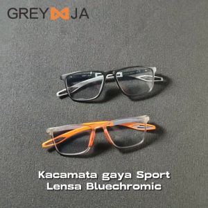 Grey Jack Kacamata Antiradiasi Blueray Photocromic 2in1 Model Sport Kotak Ringan dan Lentur TR+Silicone Bisa Minus 1119