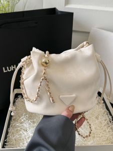 Fashionable Chain Strap Bucket Bag Womens Mini Shoulder Bag Spring Summer New Style Versatile Crossbody Handbag Soft Cotton