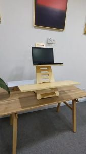 Home Office Adjustable Birch Wooden Ergonomic 2 Tier Standing Laptop Desk Sit/Stand Up Desk