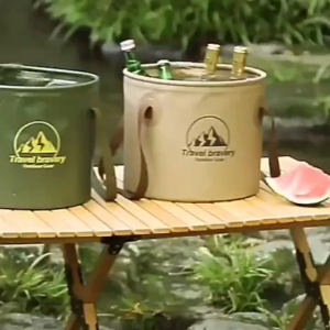 ง่ายต่อการพับกลางแจ้งถังตกปลาแบบพกพาขนาดพกพาตั้งแคมป์มัลติฟังก์ชั่การตั้งแคมป์ถังหม้อสุขาภิบาล