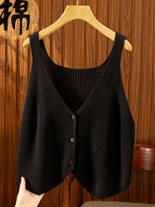 Loose Short Knitted V-Neck Open Cardigan Womens Vest Spring Autumn Fashion Outerwear Shoulder Pad Asymmetrical Design