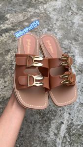 Sendal Slop Wanita Karet Empuk Motif Gesper Bentuk Lucu Anti Slip Fashion Trendi