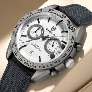 แฟชั่นนาฬิกาควอทซ์โครโนกราฟสําหรับผู้ชายกีฬาสายหนังกันน้ําส่องสว่างปฏิทินหรูหราบุรุษนาฬิกาRelógio Masculino