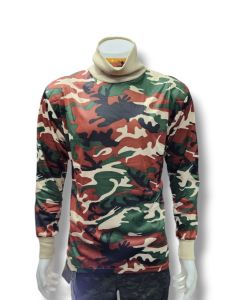 เสื้อยืดแขนยาวลายพรางทร. เสื้อยืดแขนยาวคอเต่าลายพราง ผ้ามัน บุไหล่ศอก