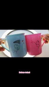Cangkir Couple Gelas Plastik Mug Lucu Hadiah Valentine Pasangan Unik