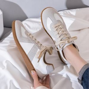 Retro Womens Deqin Shoes Soft Bottom Flat Bottom Breathable Silver Board Shoes for Students Casual Comfortable Rubber Sole