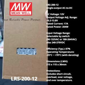 Mean Well LRS-200-12 12V 200W 17A Meanwell Power Supply - Original - 1 Year Warranty