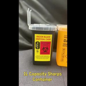 1L Plastic Sharps Container for Tattoo Needles Tattoo Medical Plastic Sharps Container Needle Disposal Waste Box Black/Red