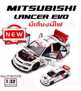 No.21032b(รถ)โมเดลเหล็กรถมิตซูบิชิ แลนด์เซอร์ EVO 1:32 เปิดประตูได้ 4 บาน กระโปรงหน้าเปิดได้ มีไฟหน้า-ไฟท้าย มีเสียง uy/jo 9