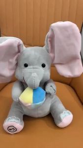 Hide-and-seek Elephant Plush Toy Flapping Ears With Cheerful Songs Elephant Soft Soothing New Born Gift For 3-12 Months