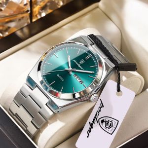 POEDAGAR | POEDAGAR Luxury Watches For Men Stainless Steel Waterproof Luminous Man Watch Date Week Fashion Casual Mens Quartz Watch Reloj