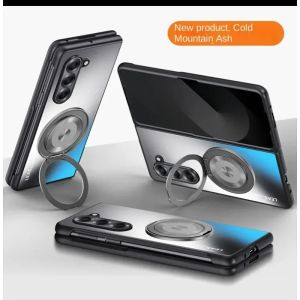 Luxury Matte Metal Ring Case For Samsung Galaxy Z Fold 8 Ultra 7 6 5 4 For Magnetic Car Mount Holder Shockproof Protective Cover