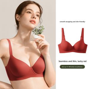 JIXIA | Seasonal Underwear Thin Womens Seamless Anti-Sagging Large Chest Illusory Small Side Breast Collection Bra For Plus Size Ladies