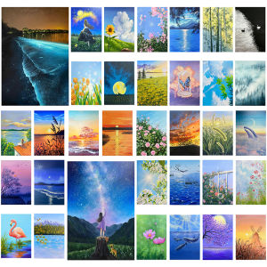 Art Studio Landscape Oil Painting Pattern Copy Card Acrylic Watercolor Drawing Practice Cards Creative Trendy Design Business Supplies