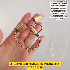 V147 OTG 2IN1 USB FEMALE TO MICRO TIPE TYPE C DUAL CONVERTER KONVERTER DATA TYPE C USB ANDROID MACBO