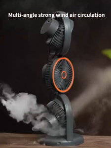 3-Head Portable Circulation Cooling Fan 360° Adjustable Silent Electric Fan With Night Light For Bedroom Office Car