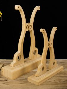 High-End Chinese Ancient Style Wedding Fan Stand Bamboo Base Display Rack Detachable round Fan Holder Floor Placement