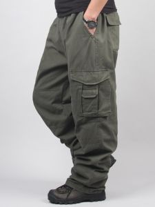 plus Size Mens Casual Work Pants Loose Fit Long Trousers Wear Resistant Security Workwear Comfortable Fashion Urban Style