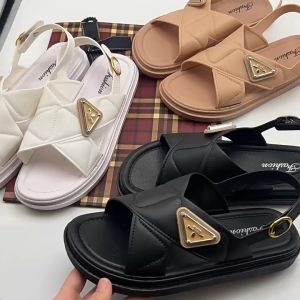 READY STOCK!!!OL Sandal Wide Strap Quilted Chain Casual Sandal Slipper Kasut Perempuan Fashion Shoes 1588X