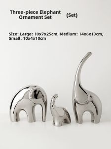 ZHONGGE | Luxurious Silver-plated Ceramic Elephant Ornament