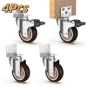 4Pcs Heavy Duty L Type Furniture Caster 1-2 Inch Universal 360° Swivel Mute Soft Rubber Wheel Baby Crib Bed Side Mounted Wheels