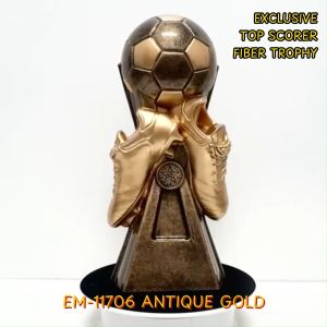 Exclusive Antique Gold Fiber Trophy (EM11706) Football Soccer TOP SCORER