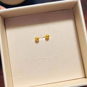 Hypoallergenic Gold Plated Mini Earrings Pure Ear Jewelry Golden Beads High Color Retention Original Design Fashion Accessories